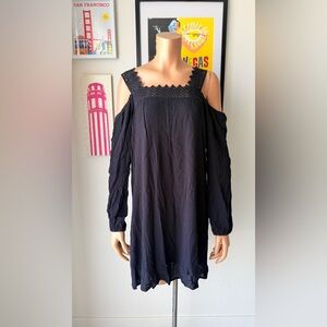 Xhilaration Black Long Sleeve Cold Shoulder Dress